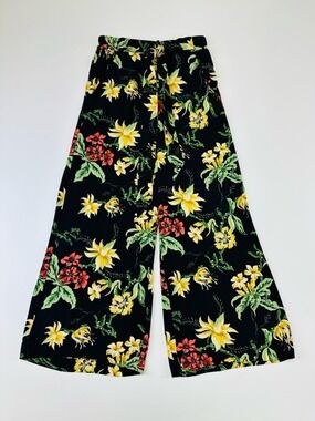 Aritzia Wilfred Faun Floral Crop Pants XS Wide Leg Pull On Belted Resort Tropics